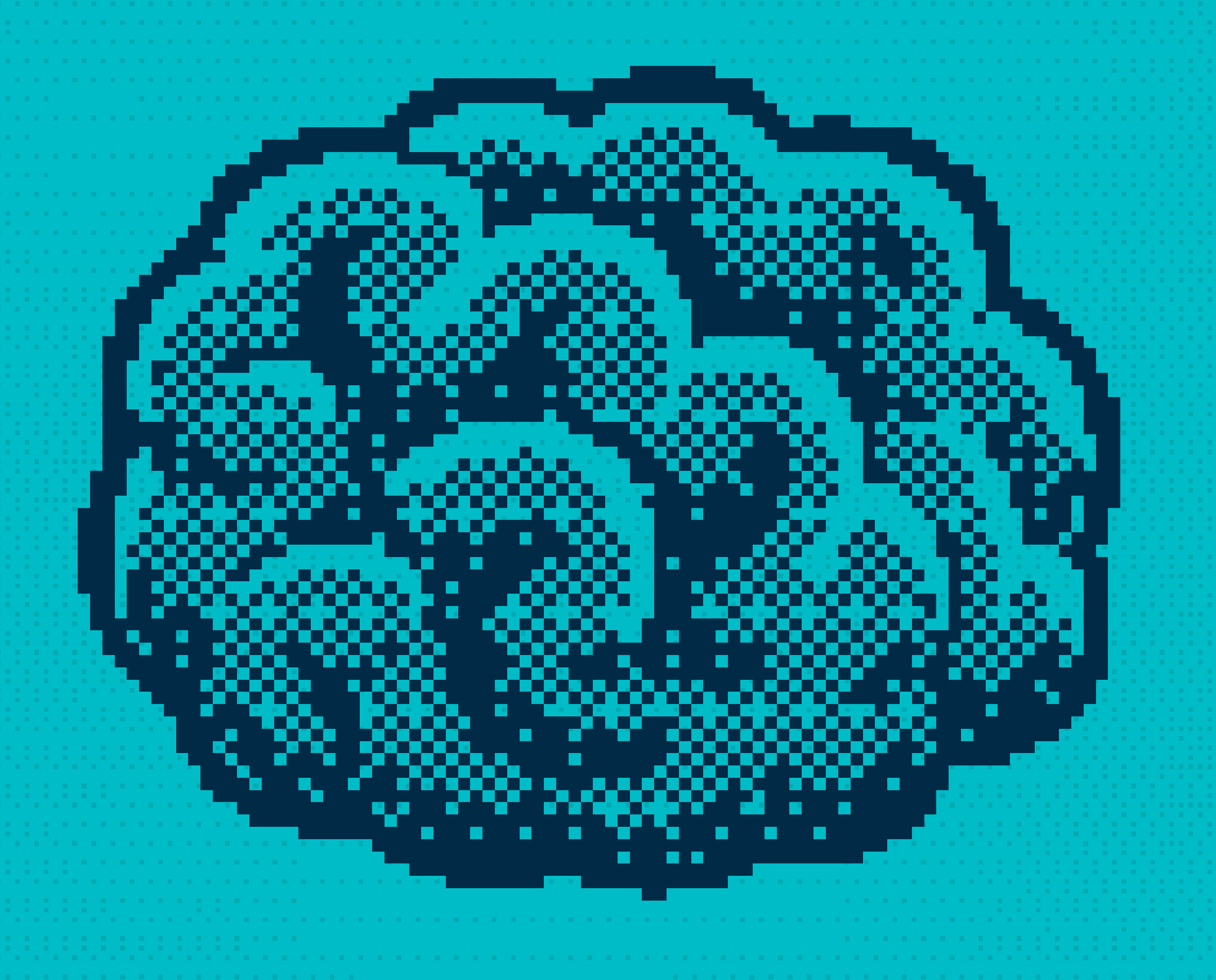 Stylised illustration of a human brain in navy and yellow halftone.